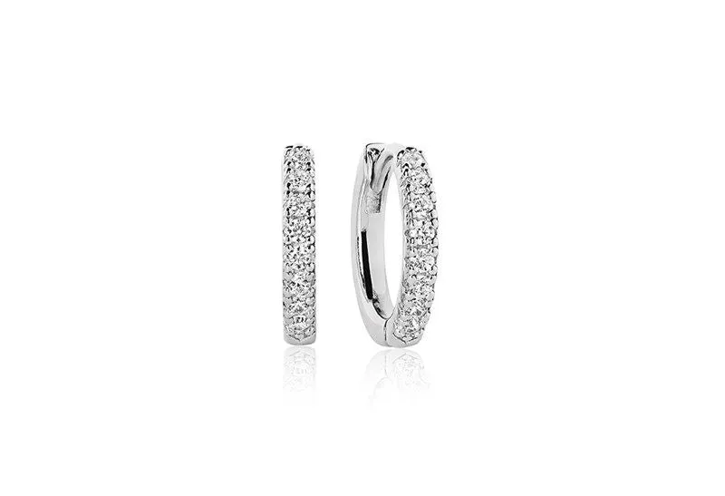Earrings Silver Hoops w. White Zirconias