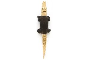 Ebony Wood Large Alligator Bite Earring