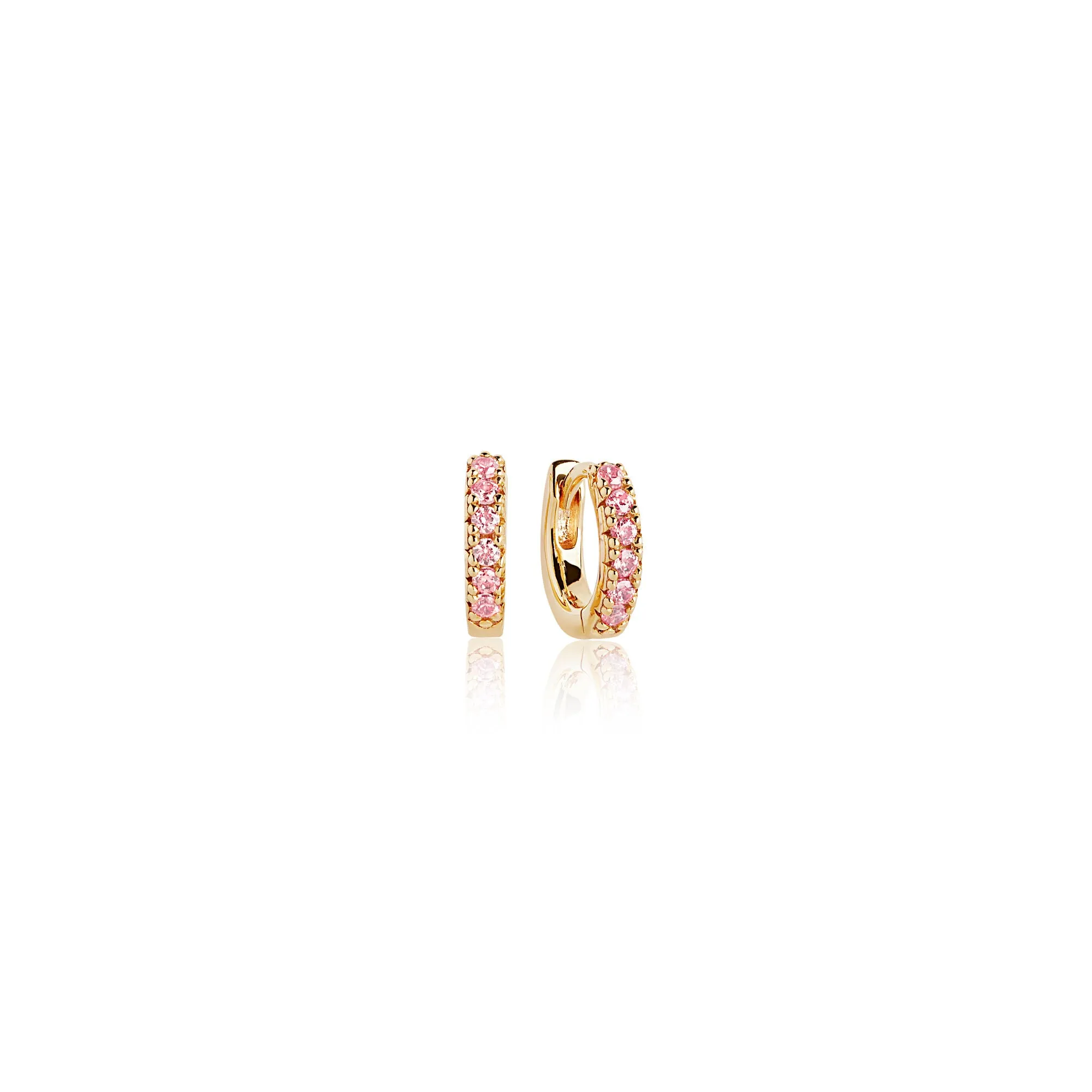 Ellera Gold Plated Hoops w. Pink Zirconias 11mm