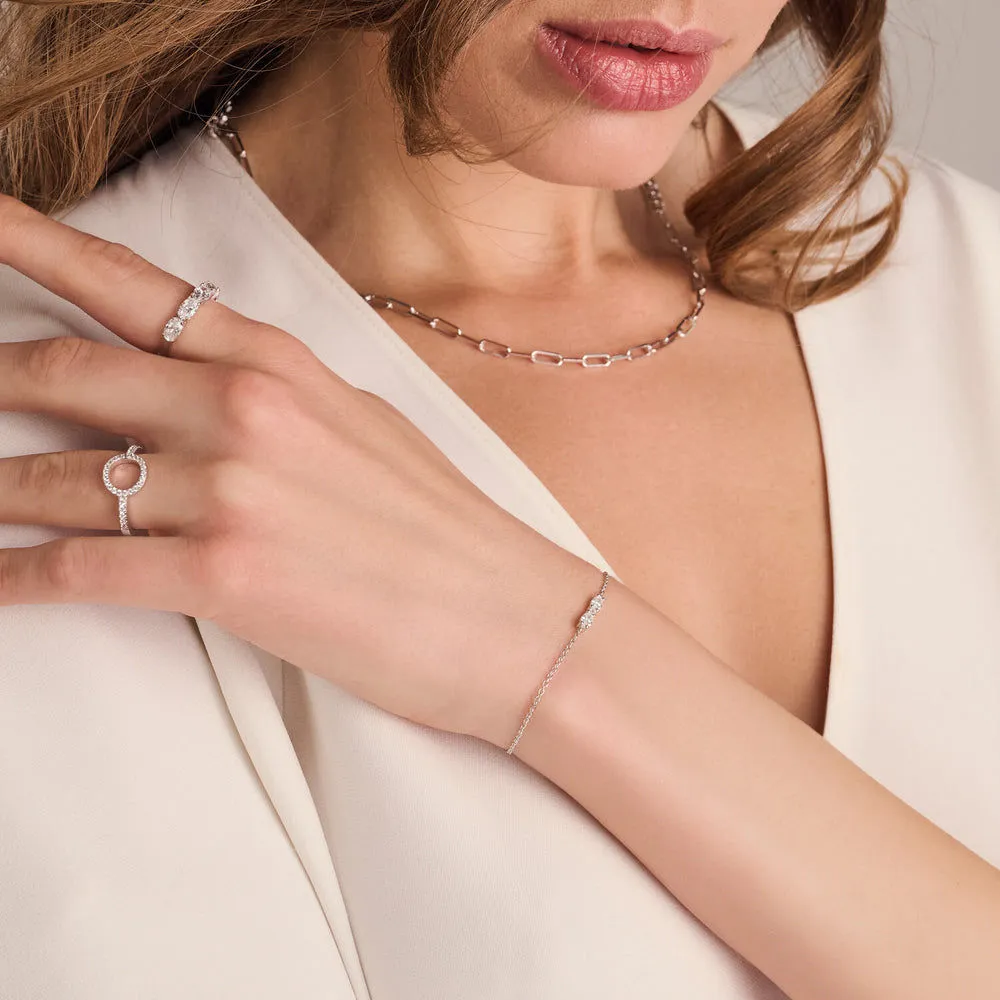 Ellera Ovale Silver Bracelet w. Zirconia