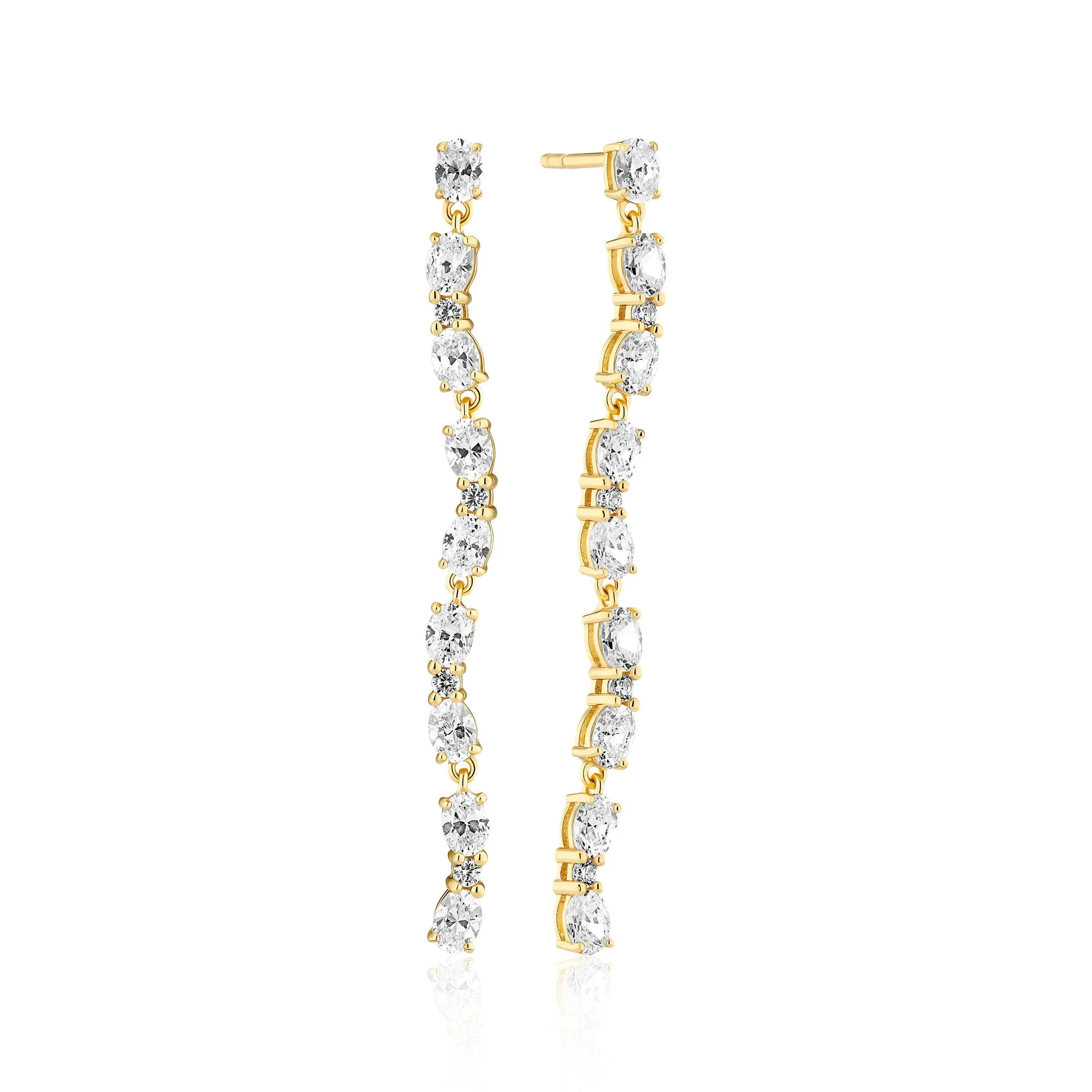 Ellera Ovale Tredici Gold Plated Earrings w. Zirconia