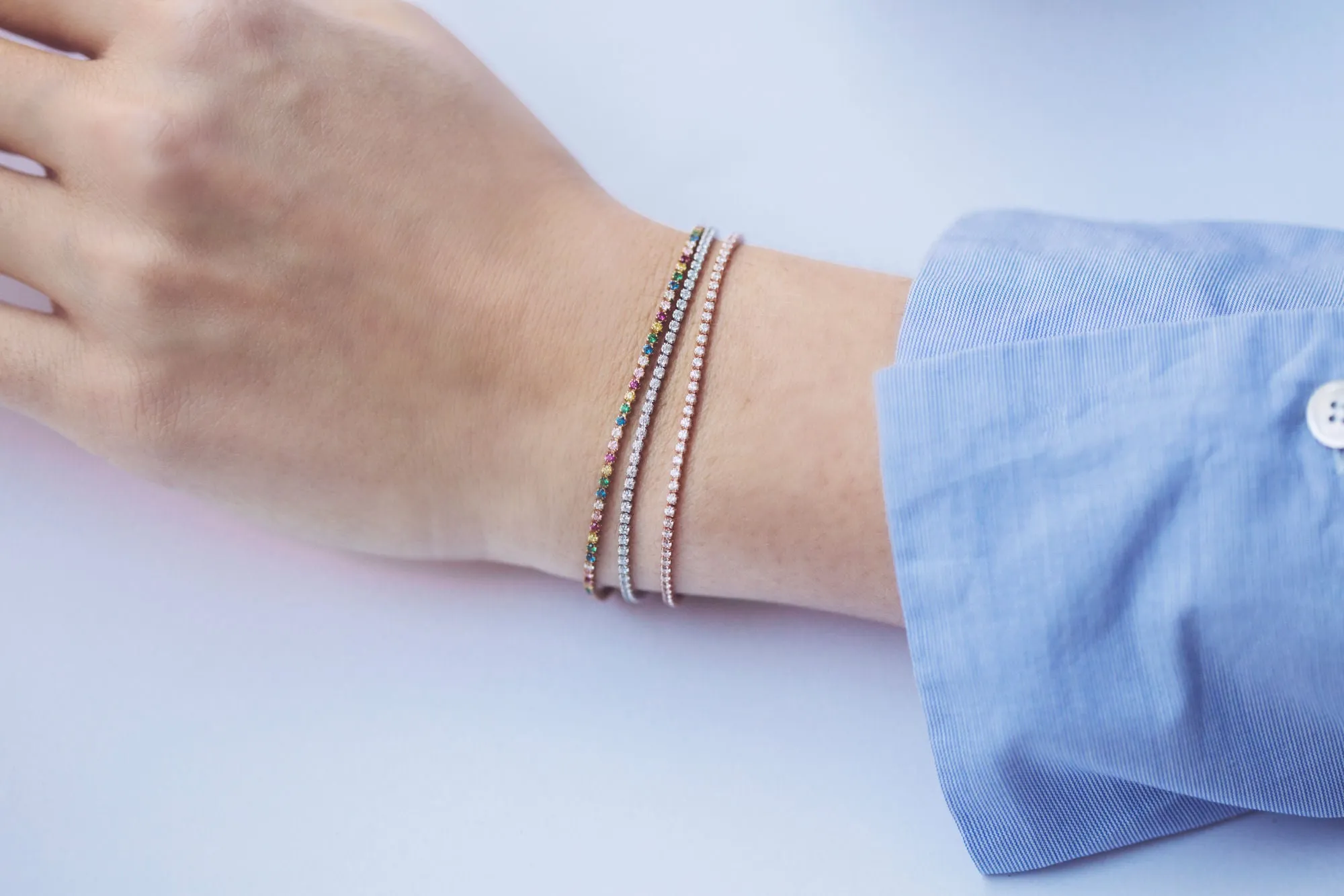 Ellera Rainbow Silver Bracelet w. Yellow, Pink, Blue, Green & Purple Zirconias