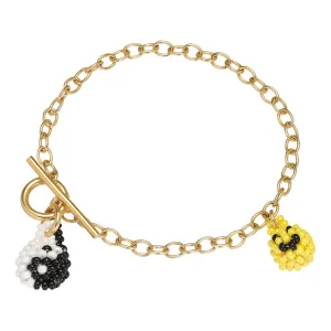 Emotions Bracelet Gold Plated, Yellow and Black Beads