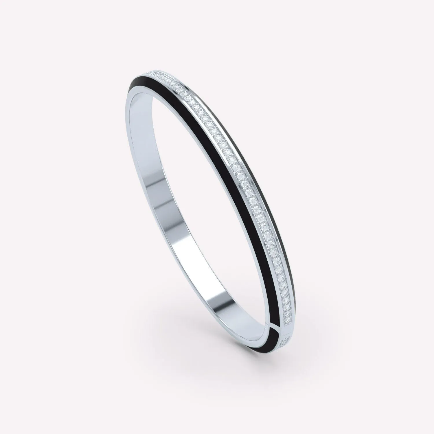 Eternity Black 18K Whitegold Bangle w. Lab-Grown Diamonds