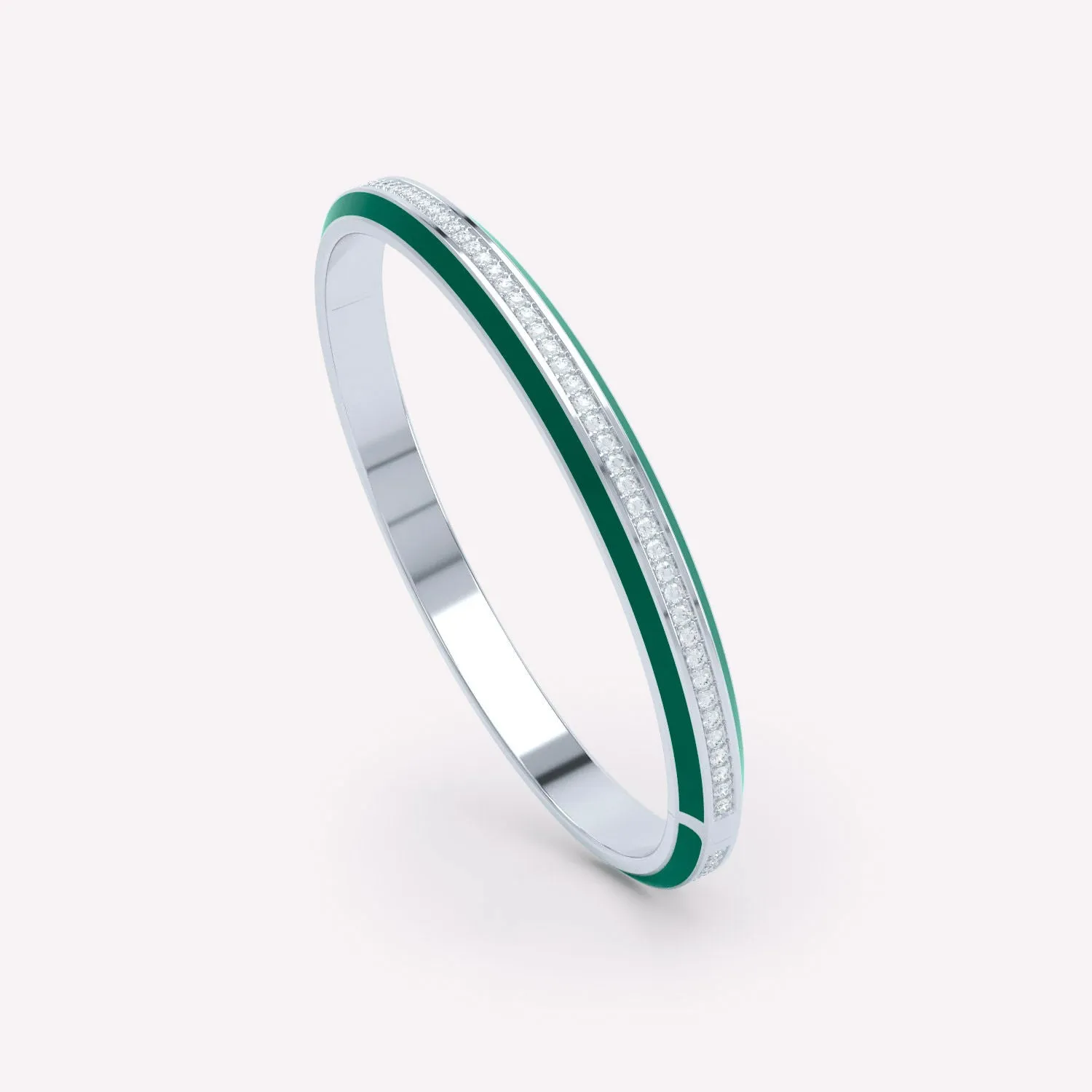 Eternity Green 18K Whitegold Bangle w. Lab-Grown Diamonds