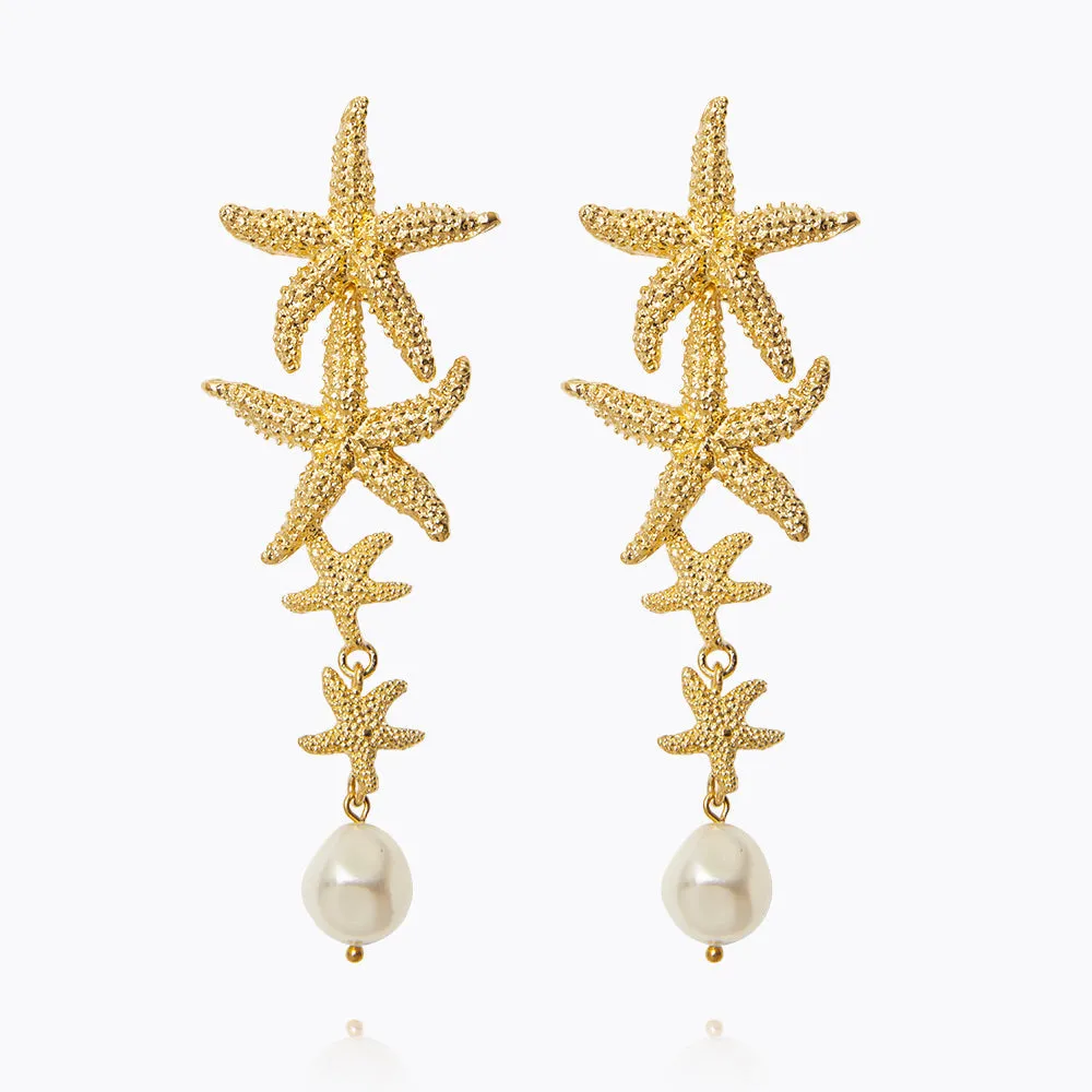Falling Sea Star Earrings / Pearl Caroline Svedbom