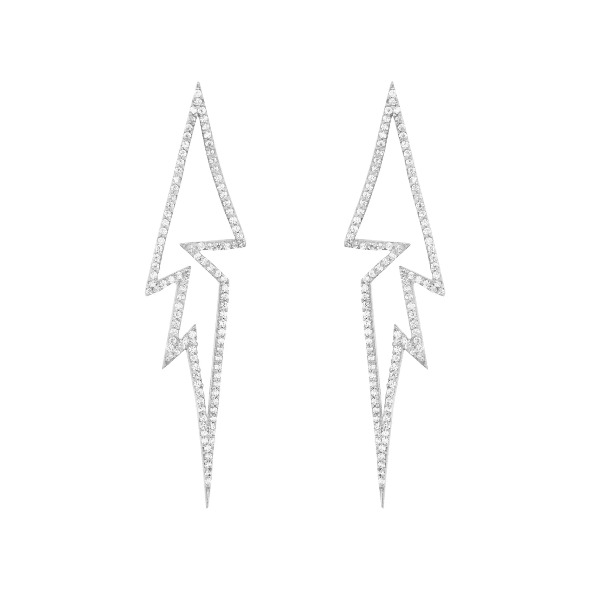 Flash White Rhodium on Silver Earrings w. Zirconia