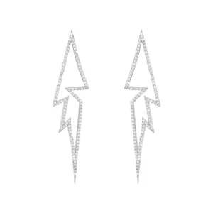 Flash White Rhodium on Silver Earrings w. Zirconia