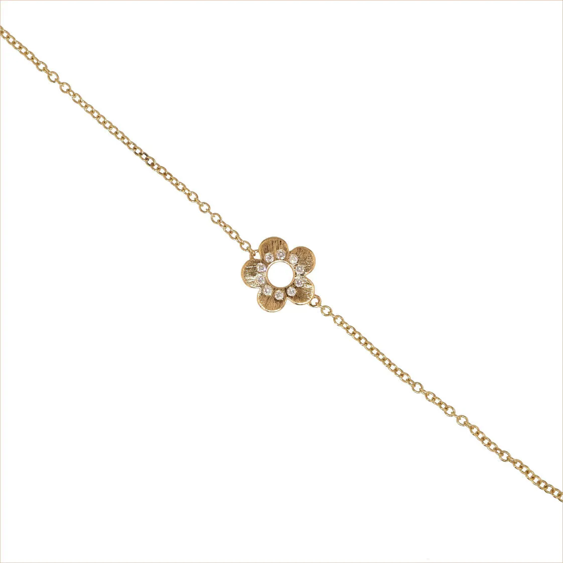 Flower Power 18K Gold Bracelet w. Diamonds