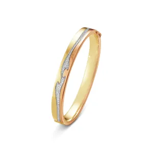 Fusion 18K White Gold, Gold & Rose Gold Bangle w. Diamonds 0.74 ct