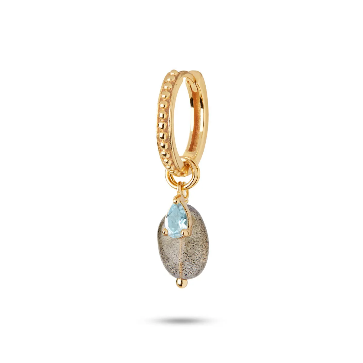 Gem Candy Oval blue 18K Gold Plated Earring-Pendant w. Topaz