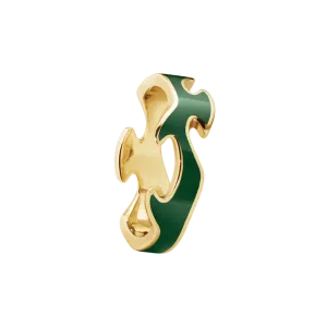 Georg Jensen Fusion 18ct Yellow Gold Green Lacquer Centre Ring