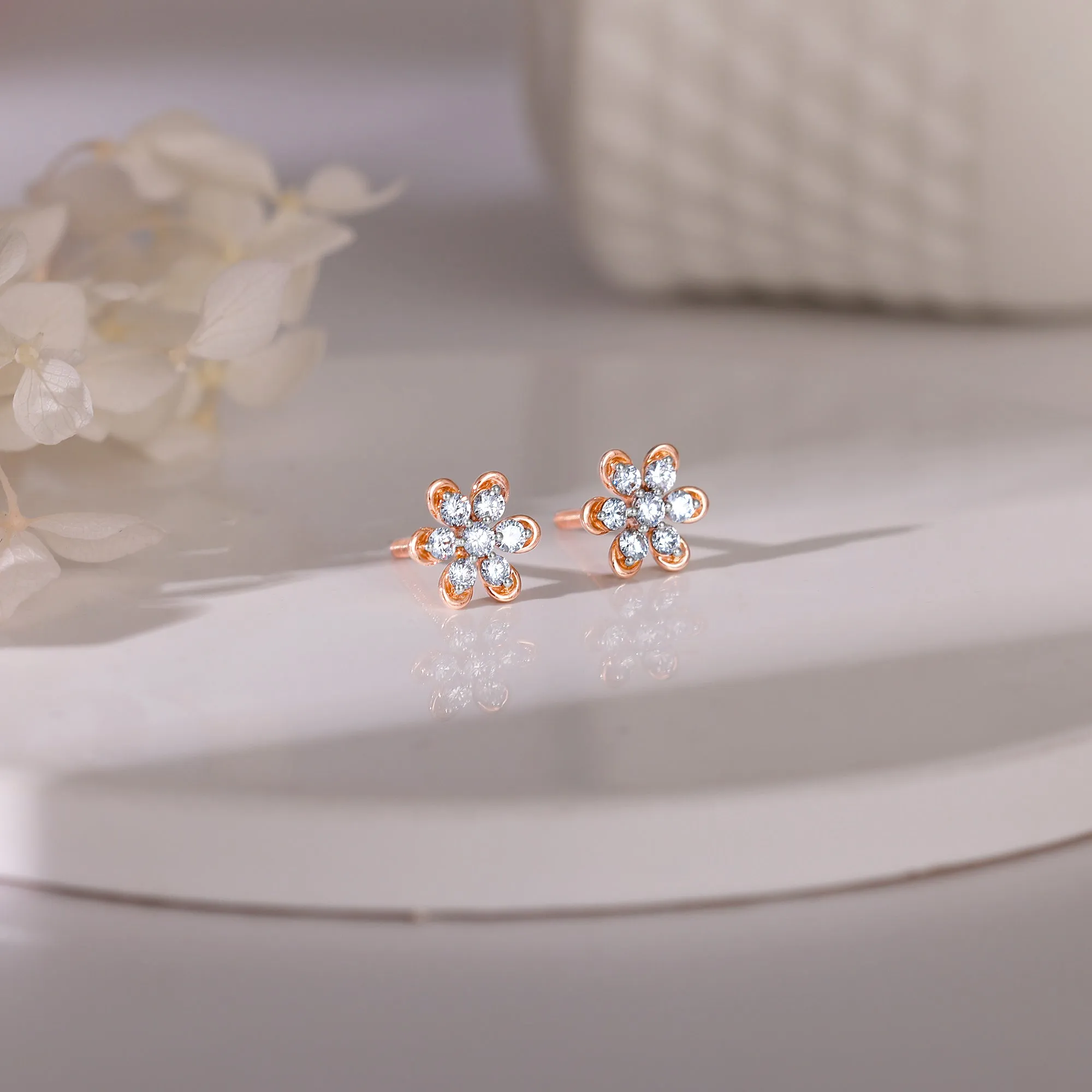 Gold Blossom Burst Diamond Earrings Giva