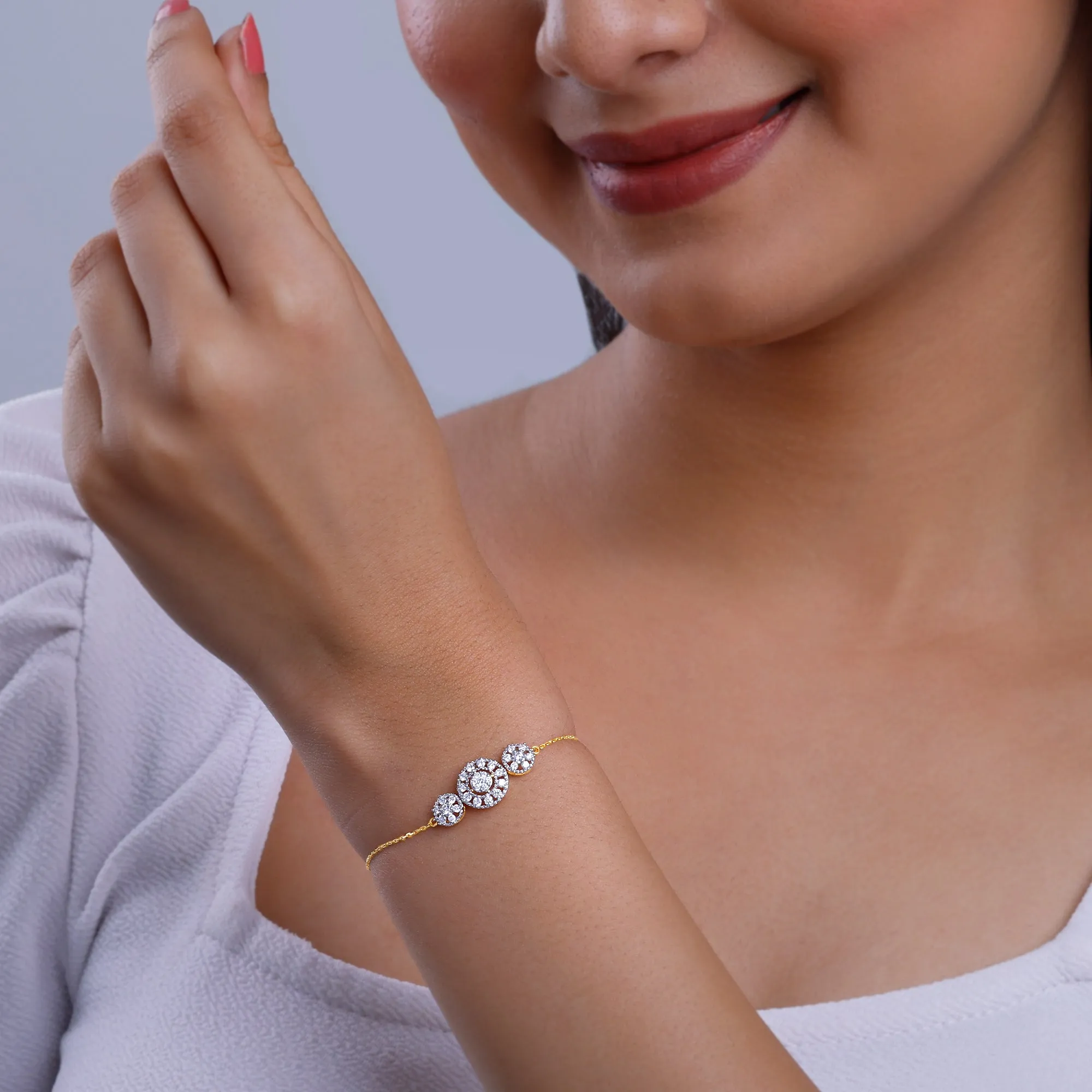 Gold Circular Flower Diamond Bracelet Giva