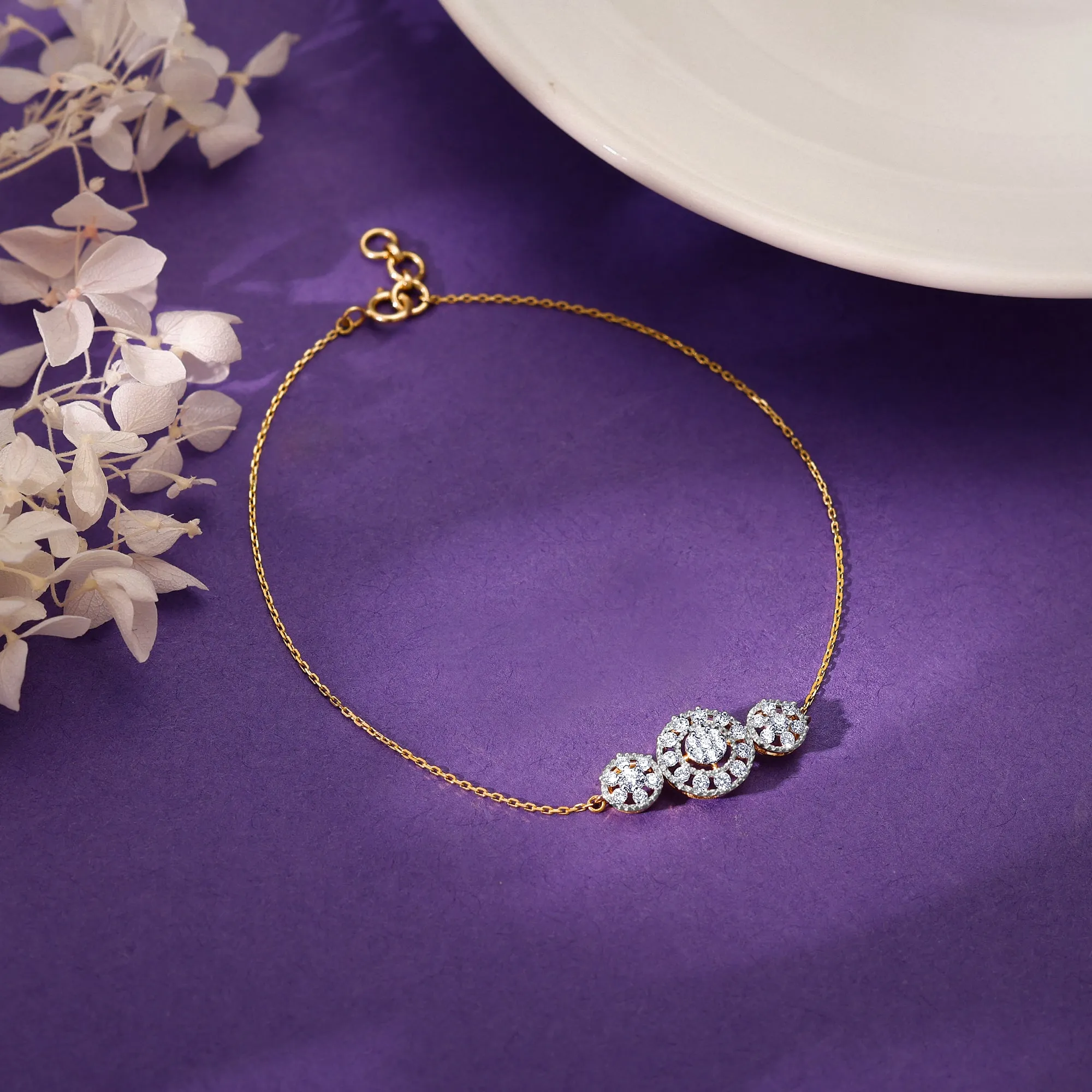 Gold Circular Flower Diamond Bracelet Giva