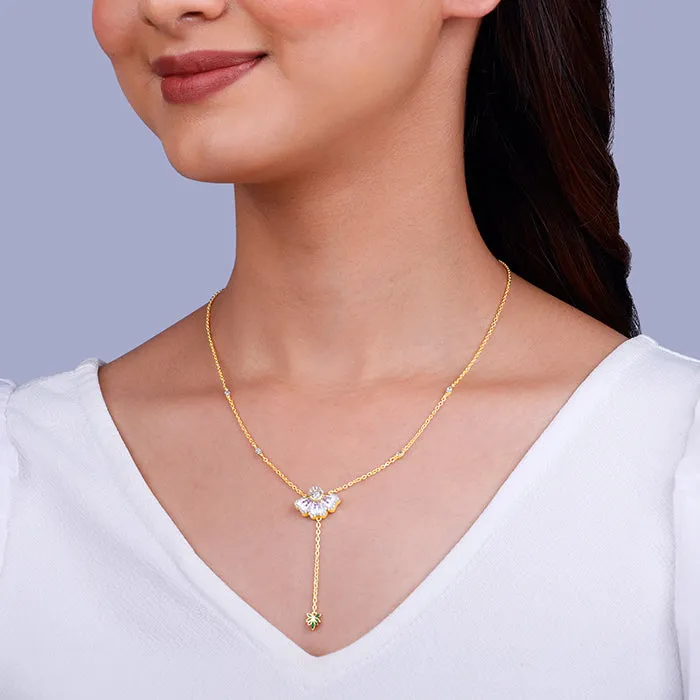 Gold Eye Bright Flower Lariat Necklace Giva