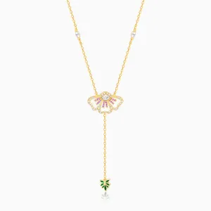 Gold Eye Bright Flower Lariat Necklace Giva