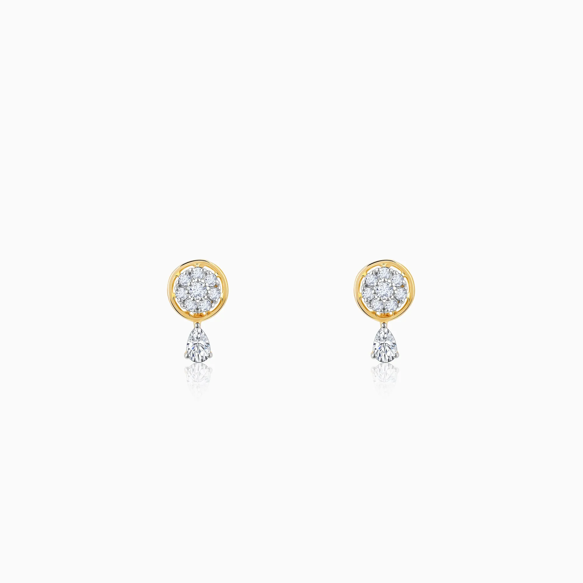 Gold Floral Dangling Diamond Earrings Giva