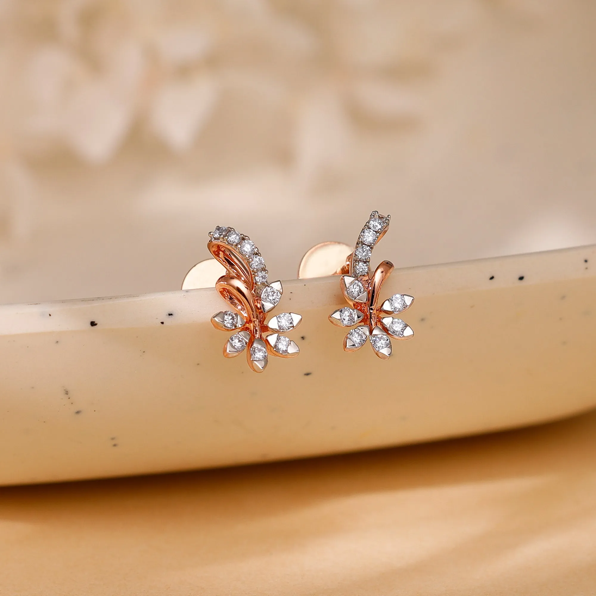 Gold Floral Grace Diamond Earrings Giva