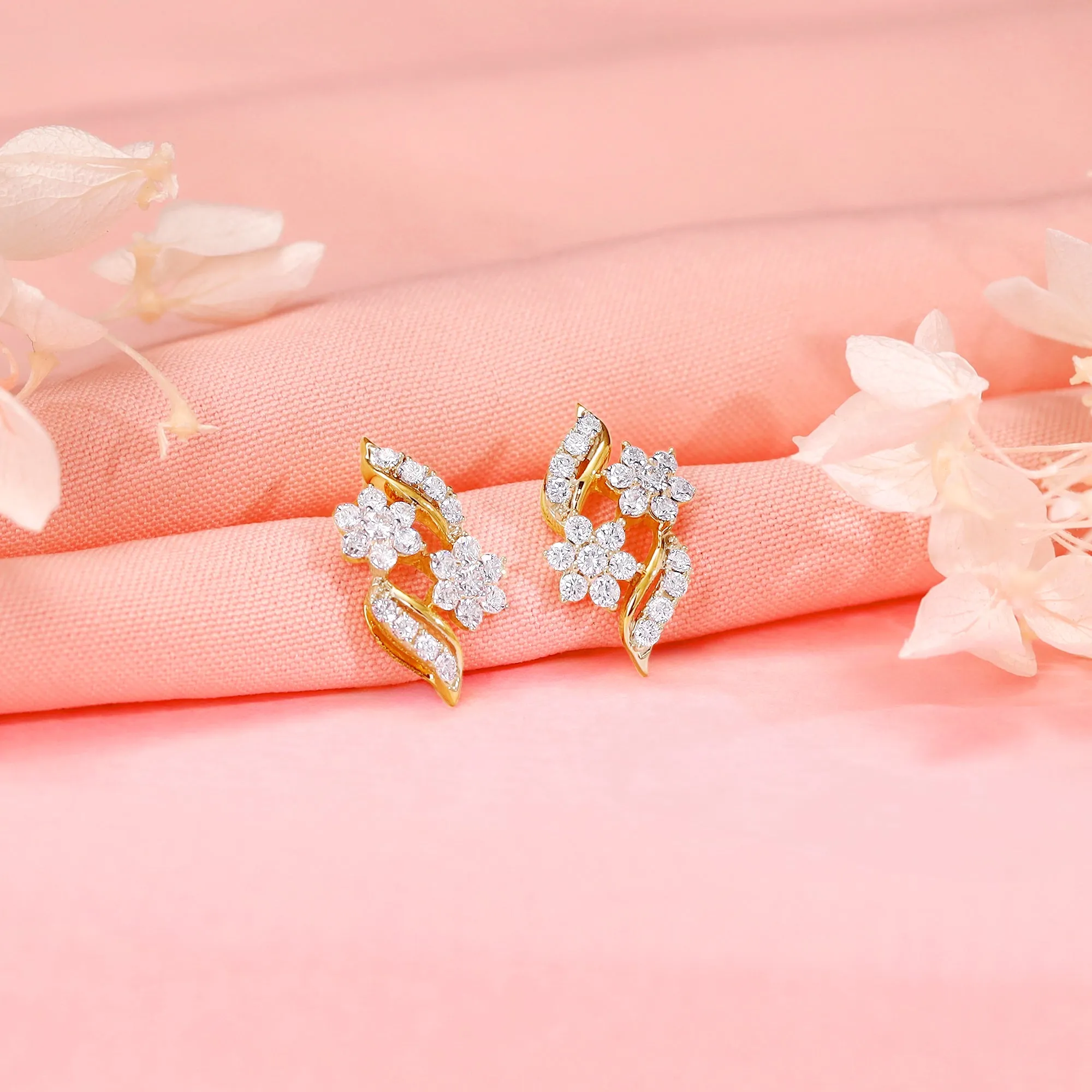 Gold Floral Magic Diamond Earrings Giva