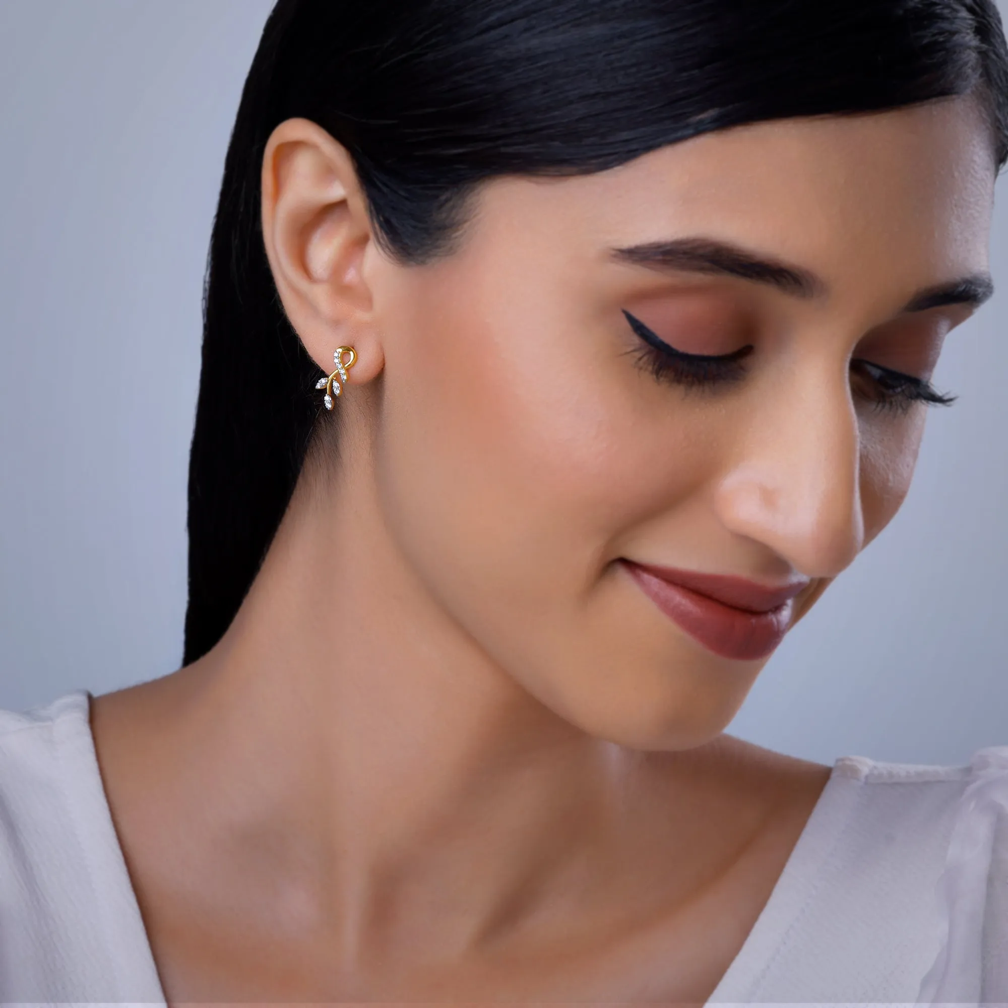 Gold Leafy Affair Diamond Earrings Giva