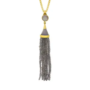 Gold Plated Sterling Silver Labradorite Cascade Tassel Necklace D