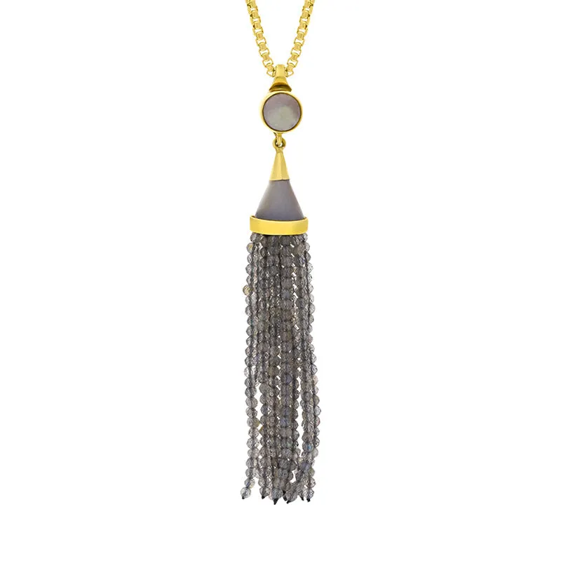 Gold Plated Sterling Silver Labradorite Cascade Tassel Necklace D