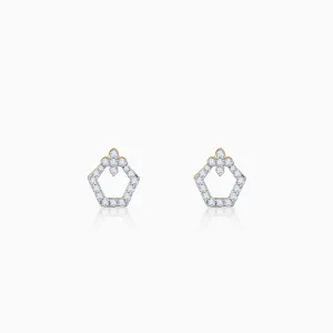 Gold Polygon Charm Diamond Earrings Giva