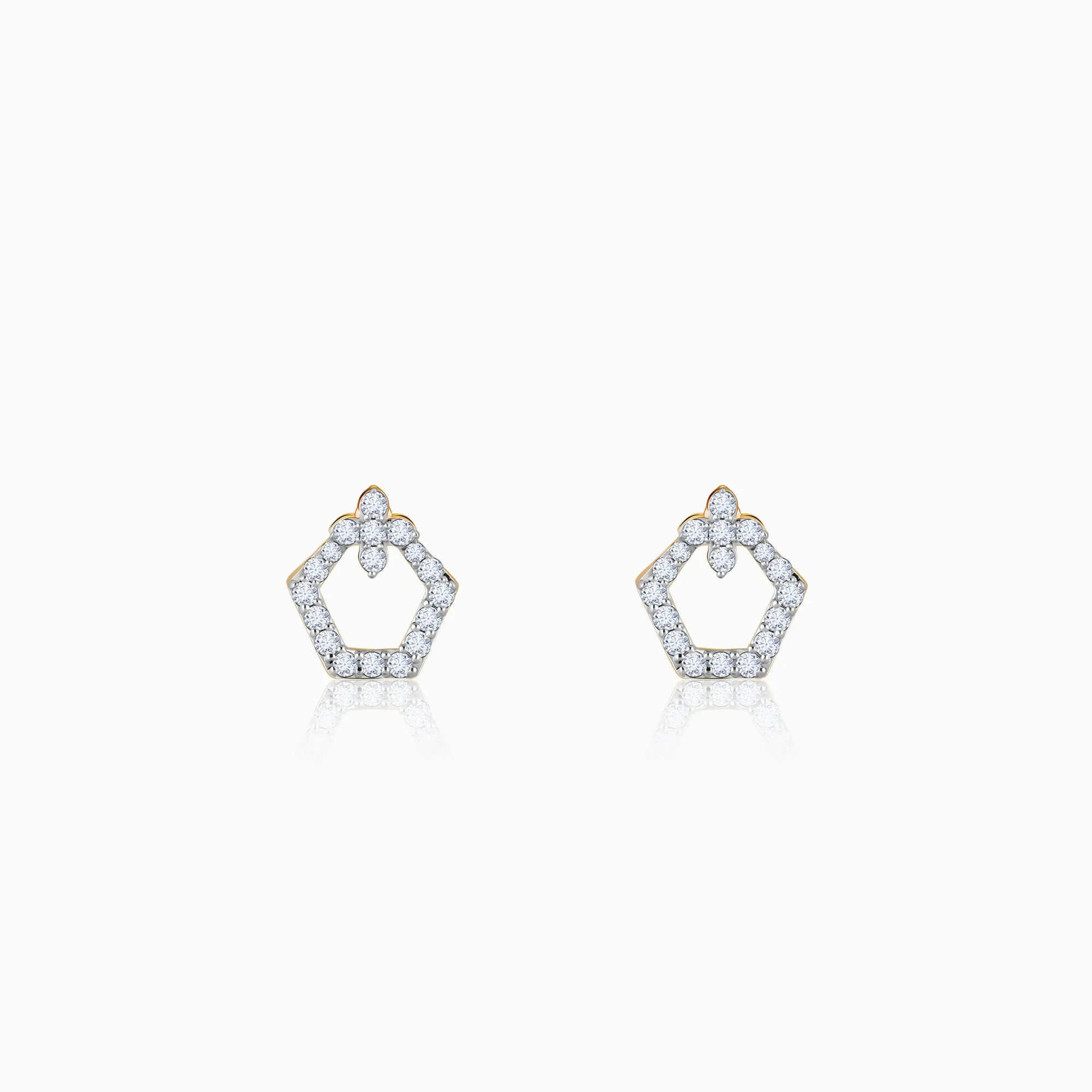 Gold Polygon Charm Diamond Earrings Giva