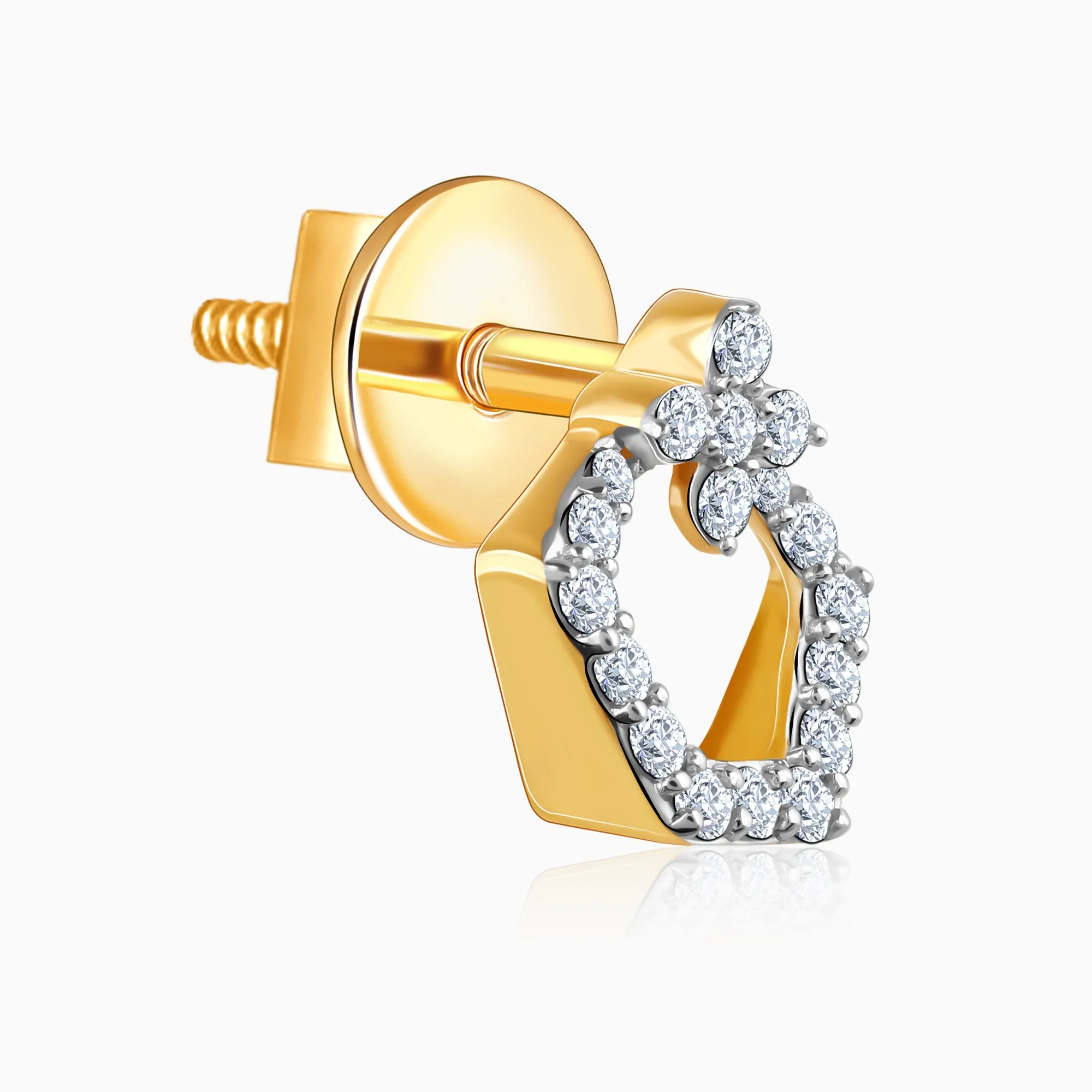 Gold Polygon Charm Diamond Earrings Giva