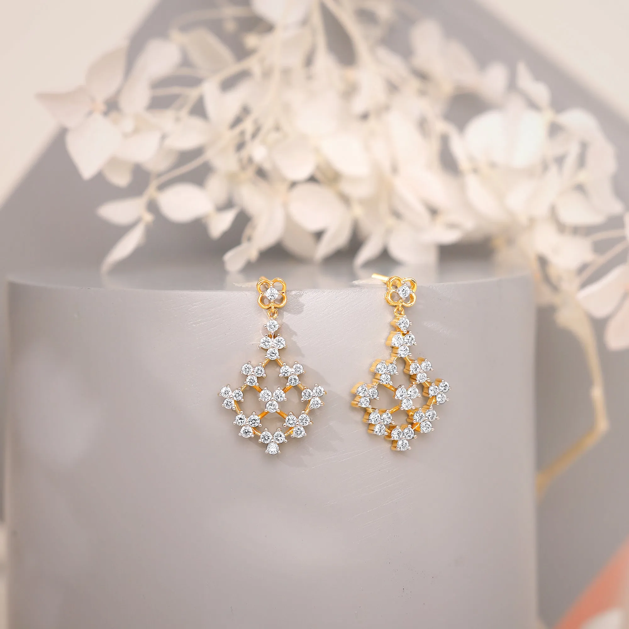 Gold Rhombus Aura Diamond Earrings Giva