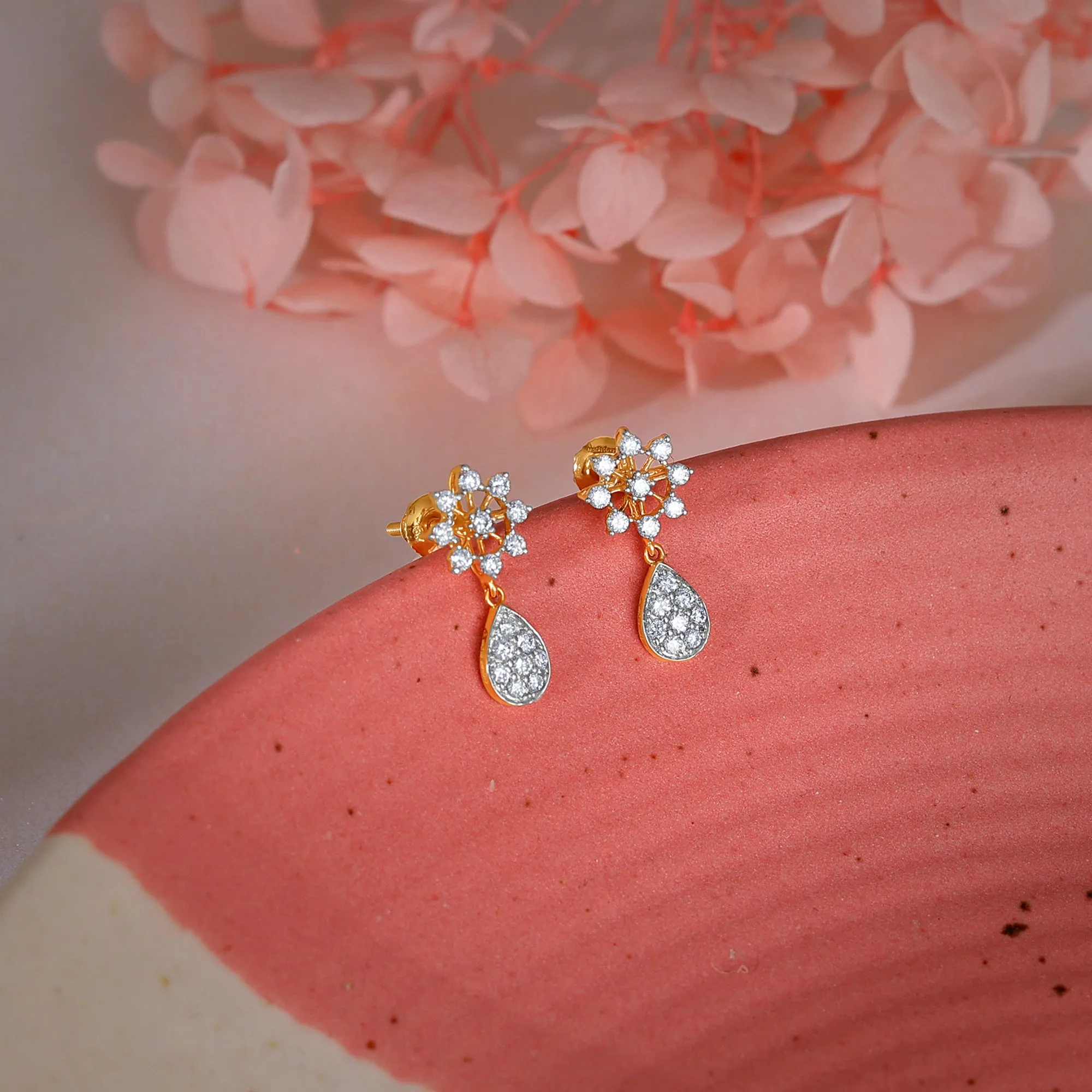 Gold Roseate Glow Diamond Earrings Giva