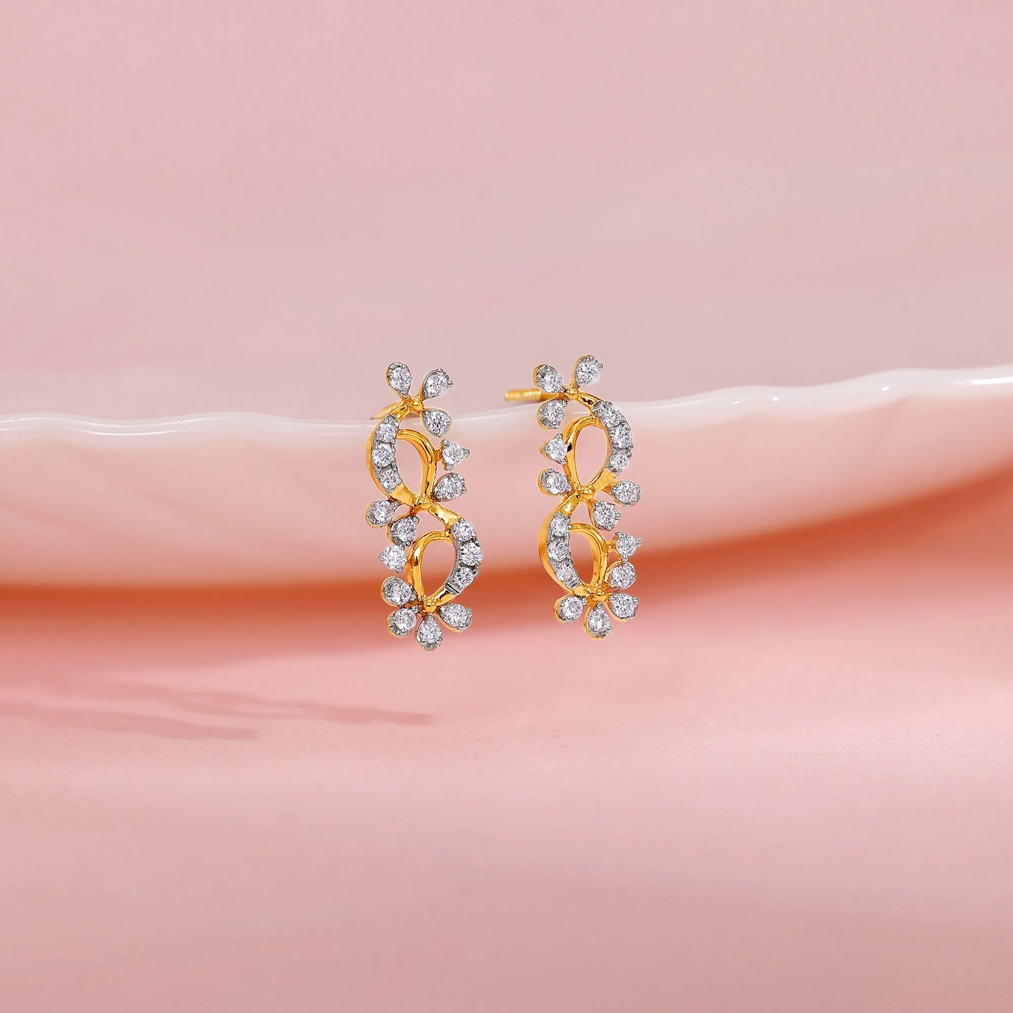 Gold Twinkling Twine Diamond Earrings Giva