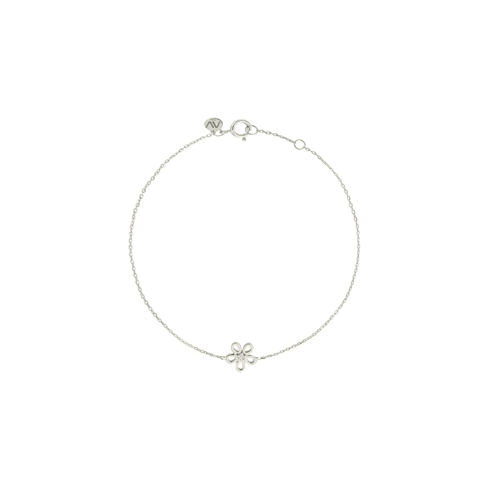 Golden Daisy 18K White Gold Bracelet w. Diamond