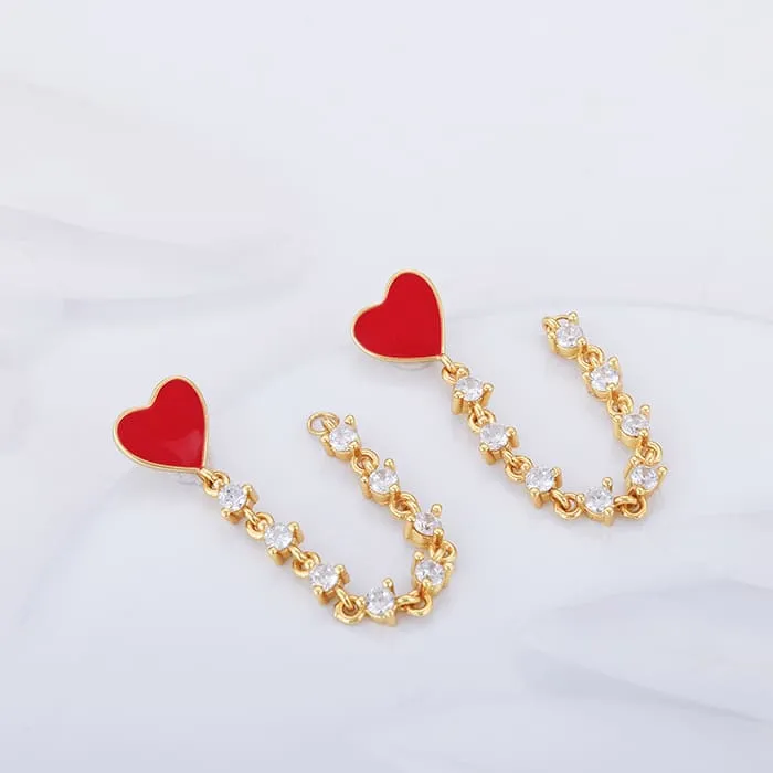 Golden Heart Chain Dangling Earrings Giva
