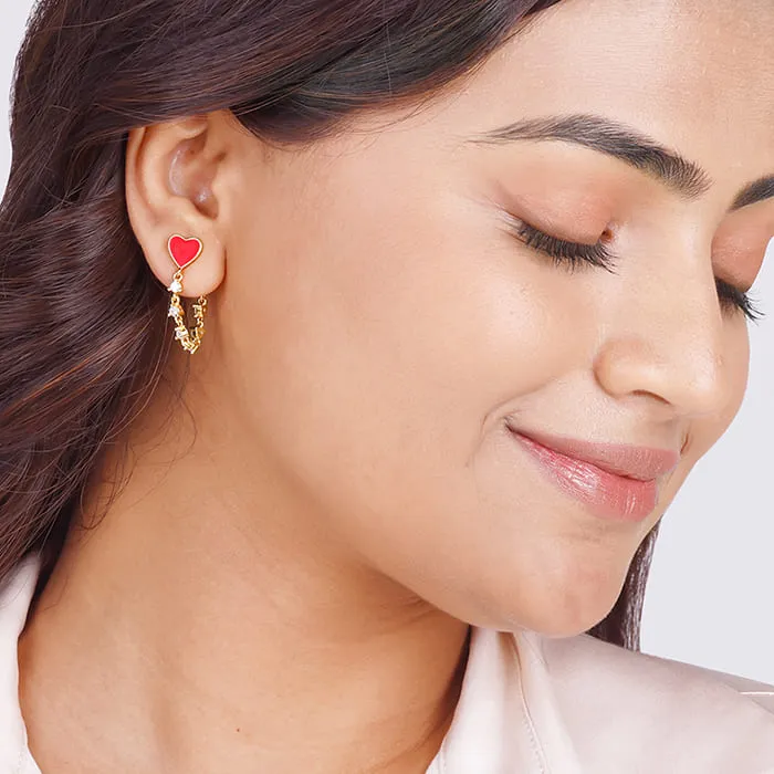 Golden Heart Chain Dangling Earrings Giva