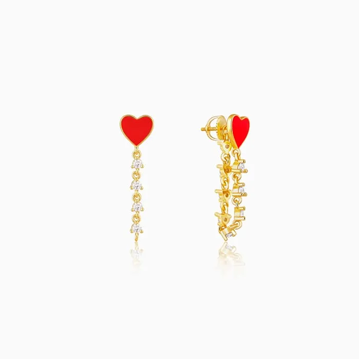 Golden Heart Chain Dangling Earrings Giva