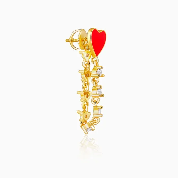 Golden Heart Chain Dangling Earrings Giva