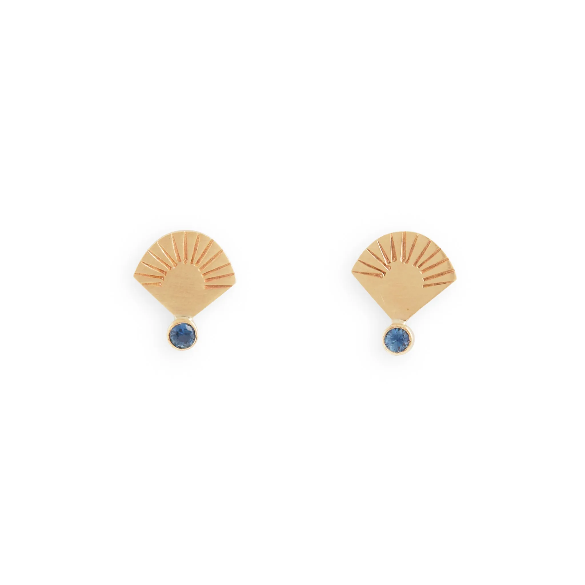 Golden Lunette Sapphire Studs Pieces of Eight