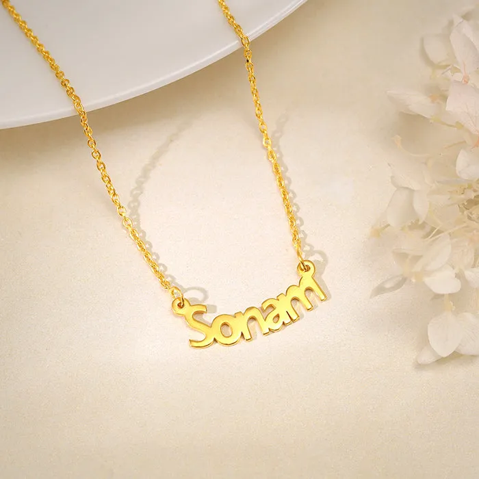 Golden Personalised Name in Bold Necklace Giva