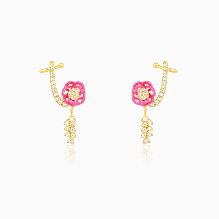 Golden Pink Brahma Kamal Convertible Cuff Earrings Giva