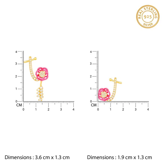 Golden Pink Brahma Kamal Convertible Cuff Earrings Giva