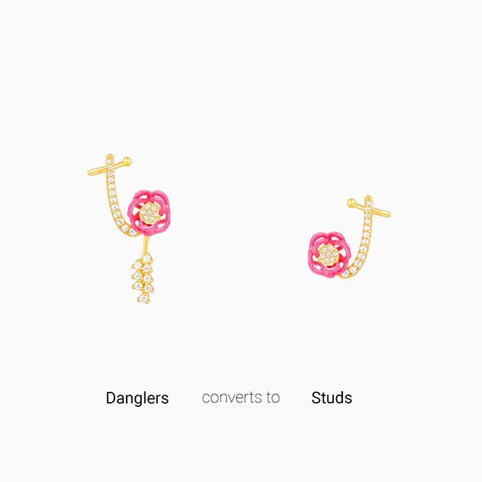 Golden Pink Brahma Kamal Convertible Cuff Earrings Giva