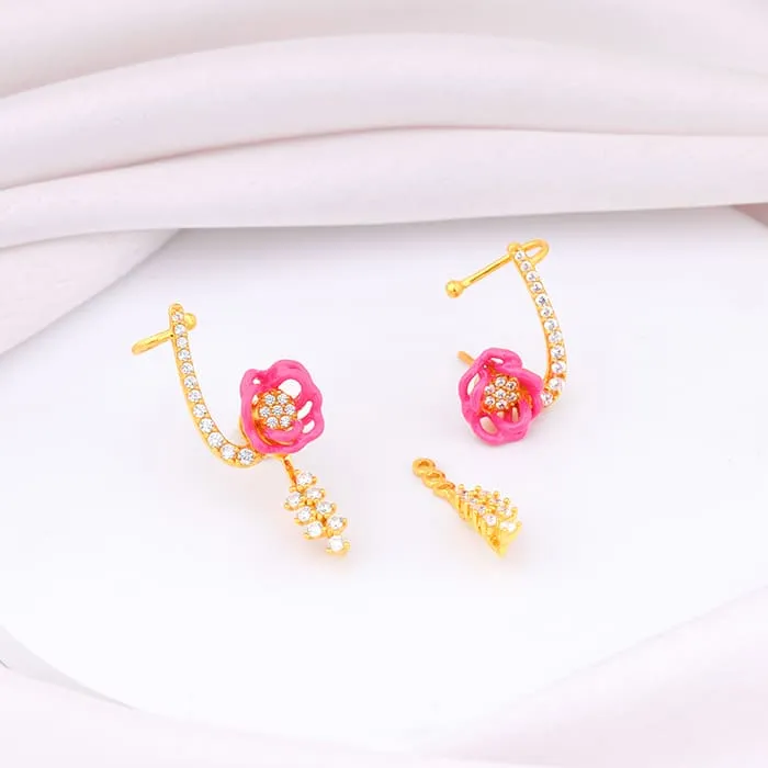 Golden Pink Brahma Kamal Convertible Cuff Earrings Giva