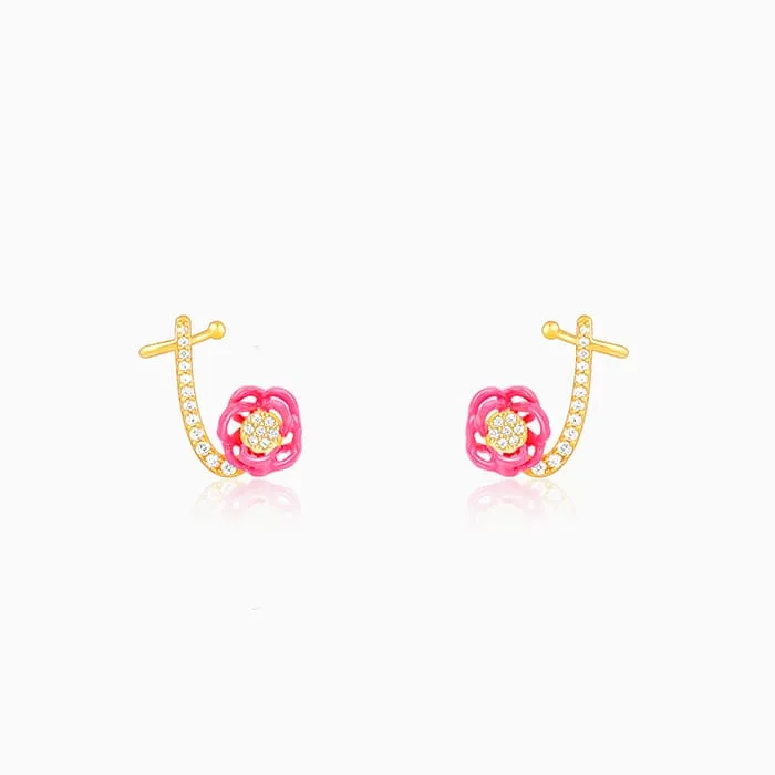 Golden Pink Brahma Kamal Convertible Cuff Earrings Giva
