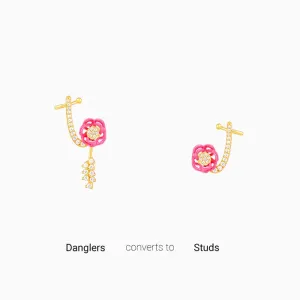 Golden Pink Brahma Kamal Convertible Cuff Earrings Giva