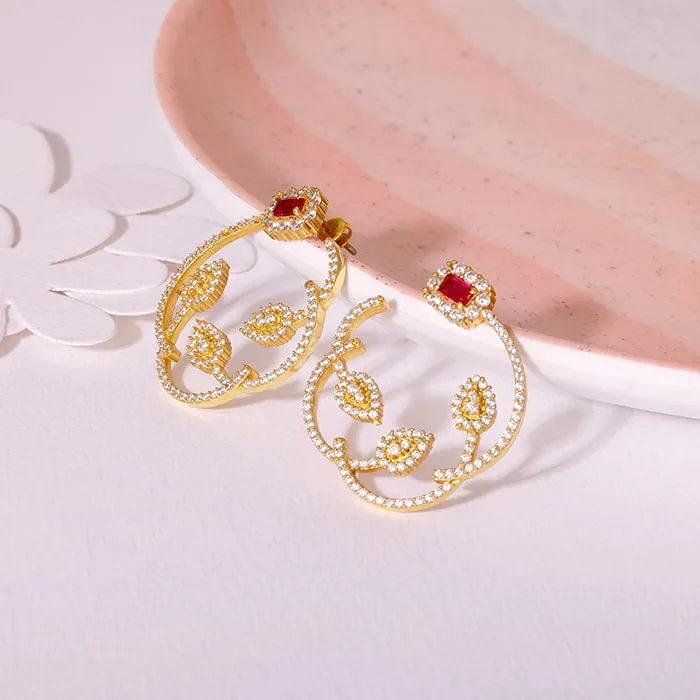 Golden Sparkly Floral Earrings Giva