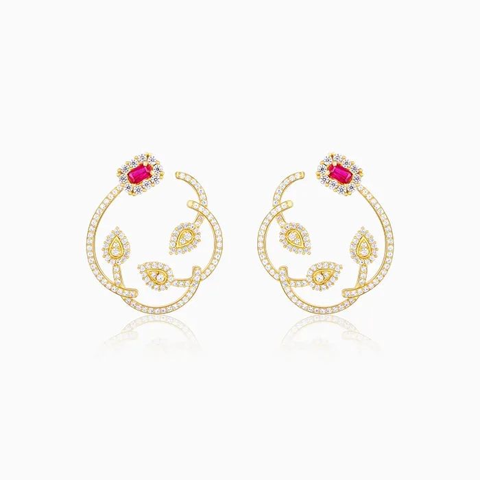Golden Sparkly Floral Earrings Giva