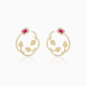 Golden Sparkly Floral Earrings Giva
