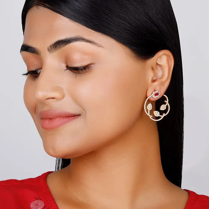 Golden Sparkly Floral Earrings Giva
